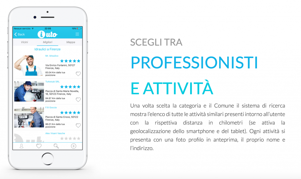 iUto app per scegliere professionista e attività