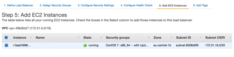 Creazione load balancer AWS | Selezione istanza AWS EC2