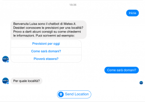 chatbot meteo.it richeista località